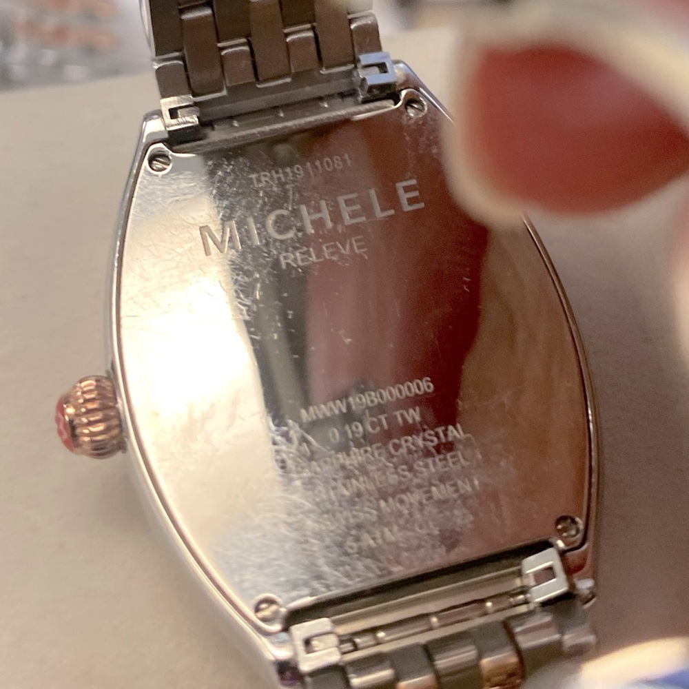 Michele ~ RELEVE MOP Diamond Dial Rose Gold/Two-Tone Stainless-Steel Watch - Picture 15 of 16